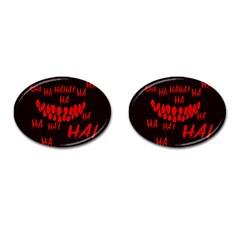 Demonic Laugh, Spooky Red Teeth Monster In Dark, Horror Theme Cufflinks (oval) by Casemiro