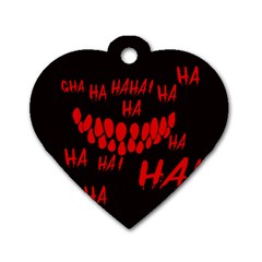 Demonic Laugh, Spooky Red Teeth Monster In Dark, Horror Theme Dog Tag Heart (two Sides) by Casemiro