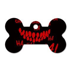 Demonic Laugh, Spooky Red Teeth Monster In Dark, Horror Theme Dog Tag Bone (two Sides) by Casemiro