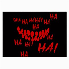 Demonic Laugh, Spooky Red Teeth Monster In Dark, Horror Theme Large Glasses Cloth (2 Sides) by Casemiro