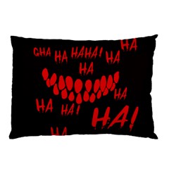 Demonic Laugh, Spooky Red Teeth Monster In Dark, Horror Theme Pillow Case by Casemiro