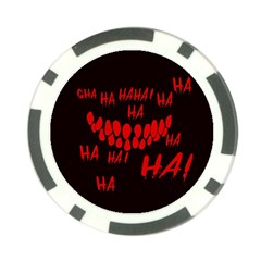 Demonic Laugh, Spooky Red Teeth Monster In Dark, Horror Theme Poker Chip Card Guard (10 Pack) by Casemiro