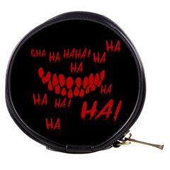 Demonic Laugh, Spooky Red Teeth Monster In Dark, Horror Theme Mini Makeup Bag by Casemiro