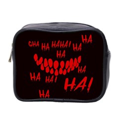 Demonic Laugh, Spooky Red Teeth Monster In Dark, Horror Theme Mini Toiletries Bag (two Sides) by Casemiro