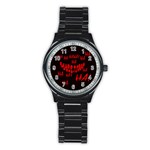 Demonic Laugh, Spooky red teeth monster in dark, Horror theme Stainless Steel Round Watch Front