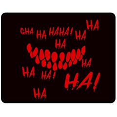 Demonic Laugh, Spooky Red Teeth Monster In Dark, Horror Theme Double Sided Fleece Blanket (medium)  by Casemiro