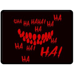 Demonic Laugh, Spooky Red Teeth Monster In Dark, Horror Theme Double Sided Fleece Blanket (large)  by Casemiro