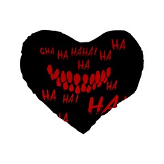 Demonic Laugh, Spooky Red Teeth Monster In Dark, Horror Theme Standard 16  Premium Flano Heart Shape Cushions by Casemiro