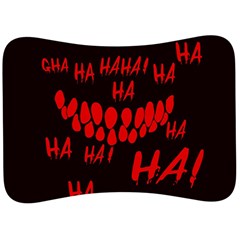 Demonic Laugh, Spooky Red Teeth Monster In Dark, Horror Theme Velour Seat Head Rest Cushion by Casemiro