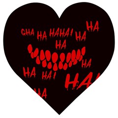 Demonic Laugh, Spooky Red Teeth Monster In Dark, Horror Theme Wooden Puzzle Heart by Casemiro