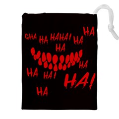 Demonic Laugh, Spooky Red Teeth Monster In Dark, Horror Theme Drawstring Pouch (5xl)