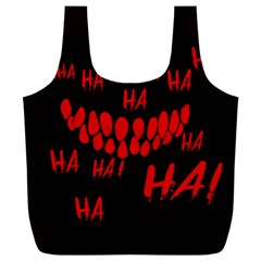 Demonic Laugh, Spooky Red Teeth Monster In Dark, Horror Theme Full Print Recycle Bag (xxxl) by Casemiro