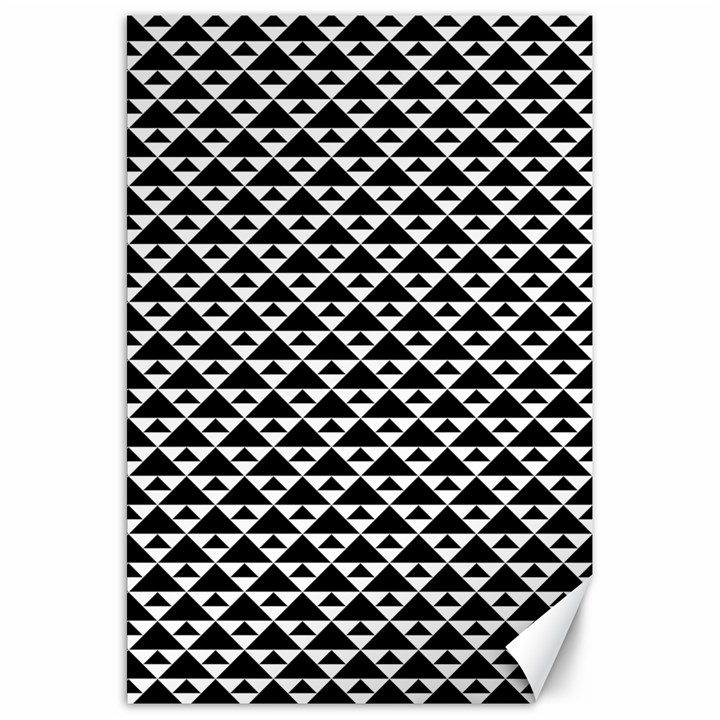 Black and white Triangles pattern, geometric Canvas 20  x 30 