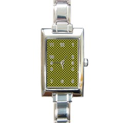 Cute Yellow Tartan Pattern, Classic Buffalo Plaid Theme Rectangle Italian Charm Watch by Casemiro