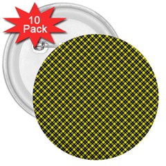 Cute Yellow Tartan Pattern, Classic Buffalo Plaid Theme 3  Buttons (10 Pack)  by Casemiro