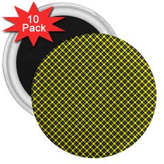 Cute Yellow Tartan Pattern, Classic Buffalo Plaid Theme 3  Magnets (10 Pack)  by Casemiro