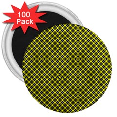 Cute Yellow Tartan Pattern, Classic Buffalo Plaid Theme 3  Magnets (100 Pack) by Casemiro