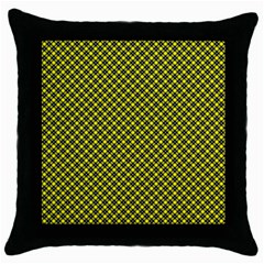 Cute Yellow Tartan Pattern, Classic Buffalo Plaid Theme Throw Pillow Case (black) by Casemiro