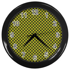 Cute Yellow Tartan Pattern, Classic Buffalo Plaid Theme Wall Clock (black) by Casemiro