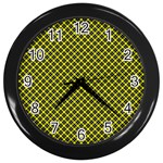 Cute yellow tartan pattern, classic buffalo plaid theme Wall Clock (Black) Front