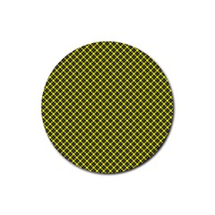 Cute Yellow Tartan Pattern, Classic Buffalo Plaid Theme Rubber Round Coaster (4 Pack)  by Casemiro