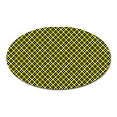 Cute Yellow Tartan Pattern, Classic Buffalo Plaid Theme Oval Magnet by Casemiro