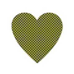 Cute Yellow Tartan Pattern, Classic Buffalo Plaid Theme Heart Magnet by Casemiro