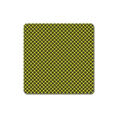 Cute Yellow Tartan Pattern, Classic Buffalo Plaid Theme Square Magnet by Casemiro