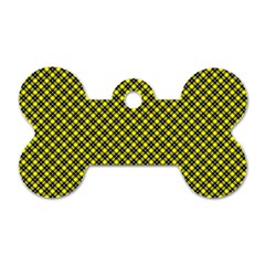 Cute Yellow Tartan Pattern, Classic Buffalo Plaid Theme Dog Tag Bone (one Side) by Casemiro