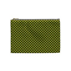 Cute Yellow Tartan Pattern, Classic Buffalo Plaid Theme Cosmetic Bag (medium) by Casemiro