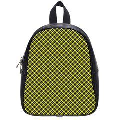 Cute Yellow Tartan Pattern, Classic Buffalo Plaid Theme School Bag (small) by Casemiro