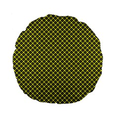 Cute Yellow Tartan Pattern, Classic Buffalo Plaid Theme Standard 15  Premium Flano Round Cushions by Casemiro