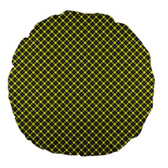 Cute Yellow Tartan Pattern, Classic Buffalo Plaid Theme Large 18  Premium Flano Round Cushions by Casemiro