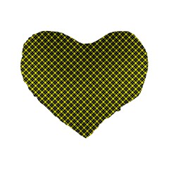 Cute Yellow Tartan Pattern, Classic Buffalo Plaid Theme Standard 16  Premium Flano Heart Shape Cushions by Casemiro