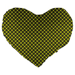 Cute Yellow Tartan Pattern, Classic Buffalo Plaid Theme Large 19  Premium Flano Heart Shape Cushions by Casemiro