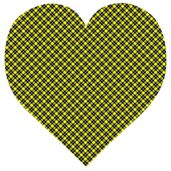 Cute Yellow Tartan Pattern, Classic Buffalo Plaid Theme Wooden Puzzle Heart by Casemiro