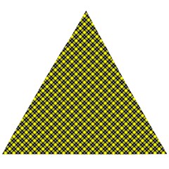 Cute Yellow Tartan Pattern, Classic Buffalo Plaid Theme Wooden Puzzle Triangle by Casemiro