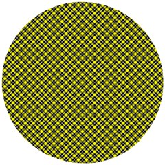 Cute Yellow Tartan Pattern, Classic Buffalo Plaid Theme Wooden Puzzle Round by Casemiro