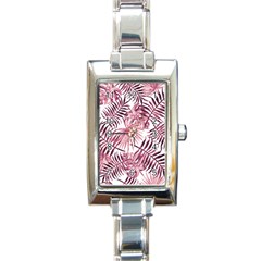 Pink Leaves Rectangle Italian Charm Watch by goljakoff