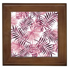 Pink Leaves Framed Tile by goljakoff