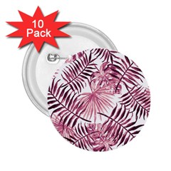 Pink Leaves 2 25  Buttons (10 Pack) 