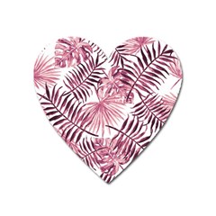 Pink Leaves Heart Magnet