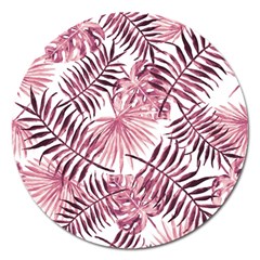 Pink Leaves Magnet 5  (round)