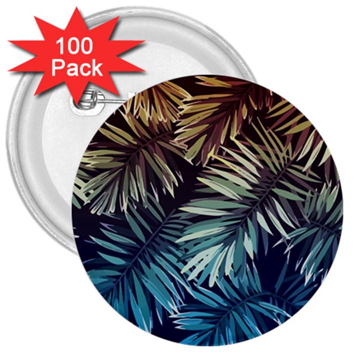 Tropical leaves 3  Buttons (100 pack) 