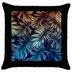 Tropical Leaves Throw Pillow Case (black) by goljakoff