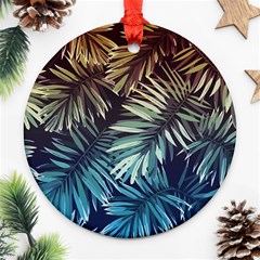 Tropical Leaves Round Ornament (two Sides) by goljakoff