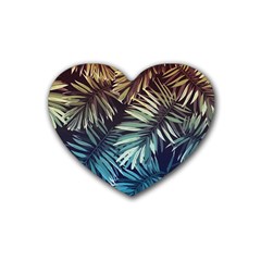 Tropical Leaves Rubber Coaster (heart)  by goljakoff