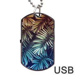 Tropical Leaves Dog Tag Usb Flash (two Sides) by goljakoff