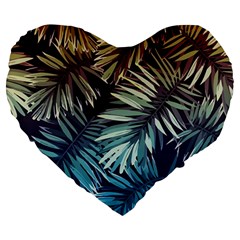 Tropical Leaves Large 19  Premium Heart Shape Cushions by goljakoff