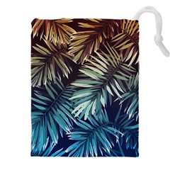 Tropical Leaves Drawstring Pouch (4xl) by goljakoff